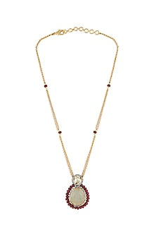 Micron Gold Finish Pendant Necklace With Hydro Polki
