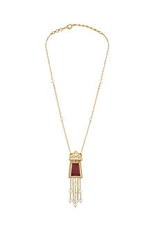 Gold Finish Pendant Necklace With Pearls