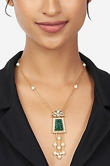 Gold Finish Necklace With Pearls