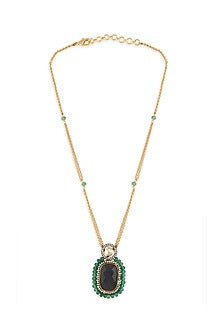 Gold Finish Agate Handcrafted Pendant Necklace