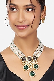 Gold Finish Zirconia Necklace Set