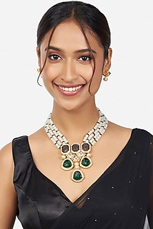 Gold Finish Zirconia Necklace Set