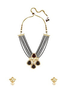 Gold Finish Agate Stones Necklace Set