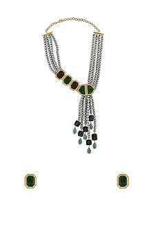Gold Finish Zirconia Diamond Necklace Set