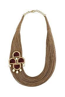 Gold Finish Jute Threaded Necklace