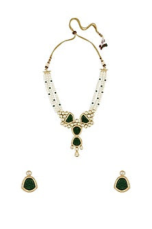 Gold Finish Pearls & Kundan Necklace Set