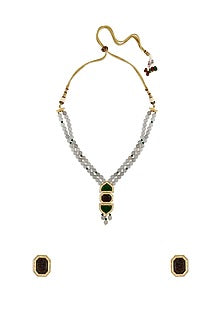 Gold Finish Beads & Diamond Necklace Set