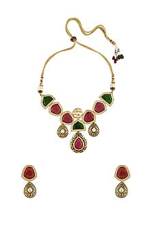 Gold Finish Choker Necklace Set