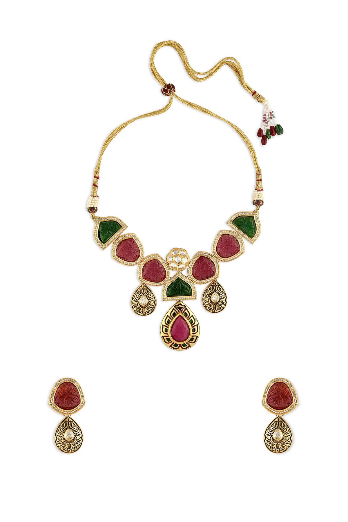 Gold Finish Choker Necklace Set