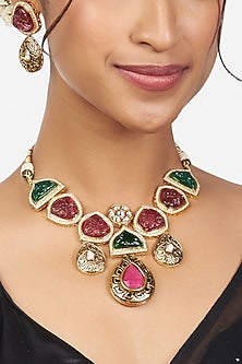 Gold Finish Choker Necklace Set