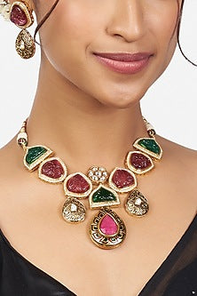 Gold Finish Choker Necklace Set