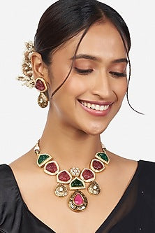Gold Finish Choker Necklace Set