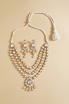 Gold Plated Hydro Polki Necklace Set