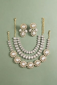 Gold Plated Hydro Polki Layered Necklace Set