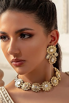 Gold Plated Hydro Polki Layered Necklace Set