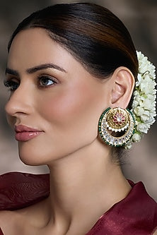 Antique Gold Finish Pearl Chandbali Earrings