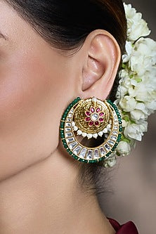Antique Gold Finish Pearl Chandbali Earrings