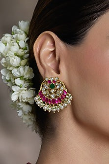 Yellow Gold Finish Divine Sparkle Stud Earrings