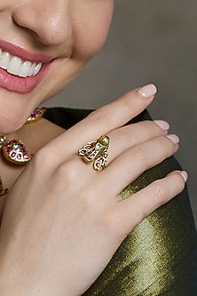 Yellow Gold Finish Adjustable Temple Ring