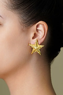 Yellow Gold Finish Nova Stud Earrings