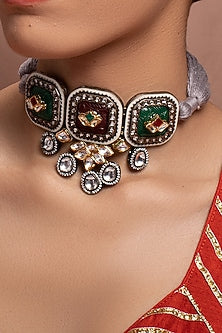 Gold Finish Emerald Necklace