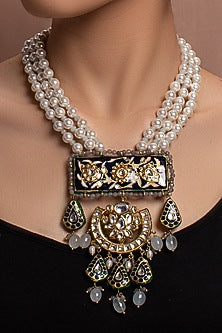 Gold Finish Handcrafted Meenakari Necklace