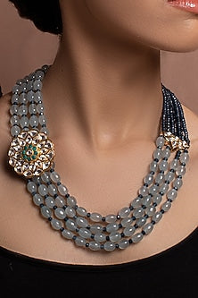 Gold Finish Kundan Polki Long Necklace