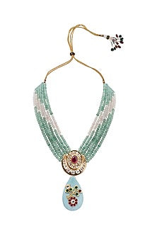 Gold Finish Handcrafted Necklace With Agate Beads