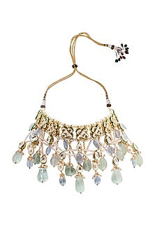 Gold Finish Necklace With Kundan Polki