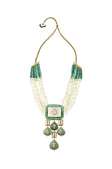 Gold Finish Necklace Studded With Jade Stones