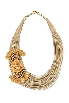 Gold Finish Laxmi Pendant Necklace