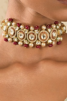 Micro Gold Finish Kundan Polki Necklace
