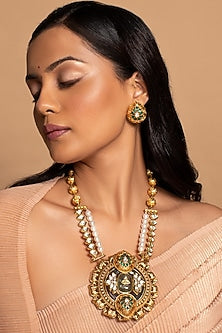 Gold Finish Beaded Necklace Set