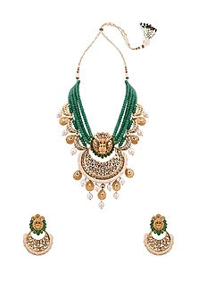 Gold Finish Pearl Necklace Set