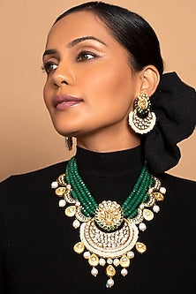 Gold Finish Pearl Necklace Set