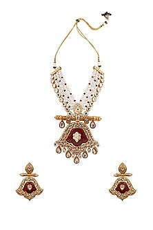 Gold Finish Pearl & Beaded Necklace Set