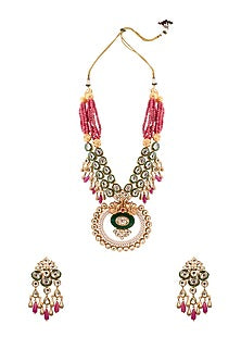 Gold Finish Pearl Handmade Necklace Set