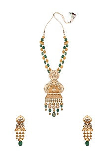 Gold Finish Jade Handcrafted Necklace Set