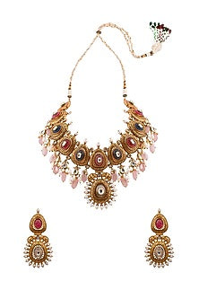 Gold Finish Handcrafted Onyx Necklace Set