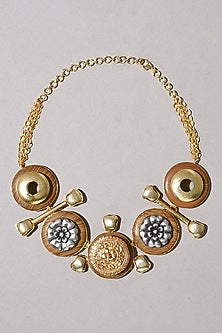Gold Finish Enameled Choker Necklace