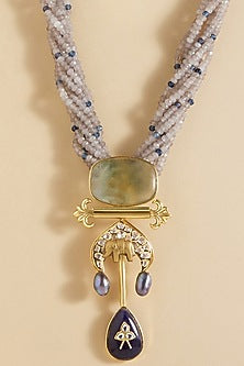 Multi-Colored Hydro Polki & Agate Beaded Handcrafted Enameled Necklace