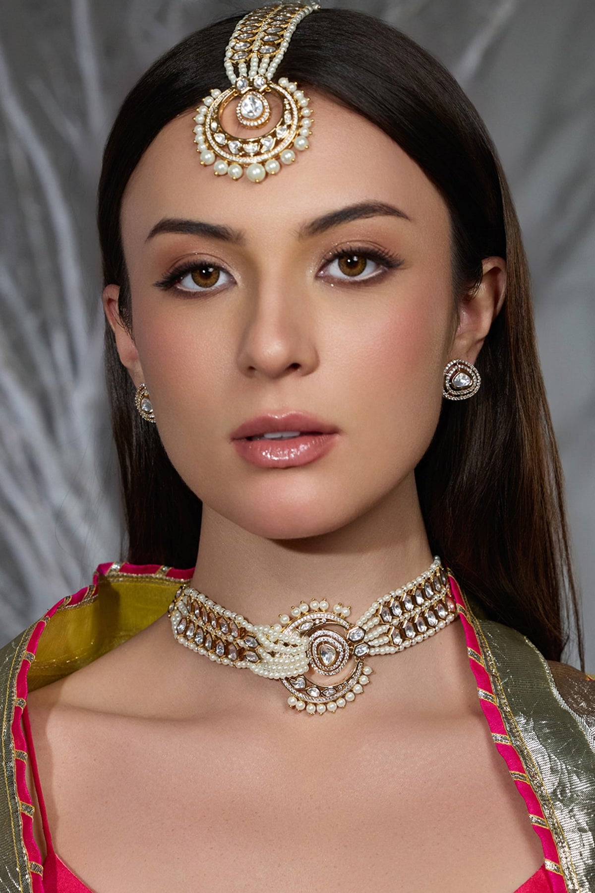 Gold Finish Brass Necklace Set