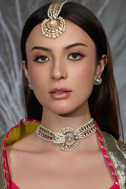Gold Finish Brass Necklace Set