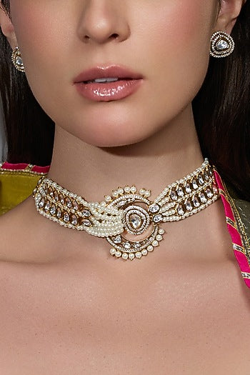 Gold Finish Brass Necklace Set