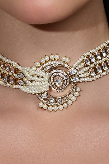 Gold Finish Brass Necklace Set