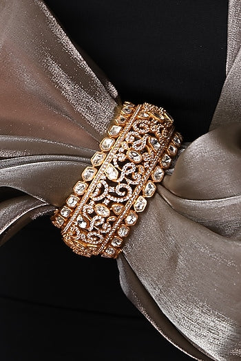 Yellow Gold Finish Stone Kada