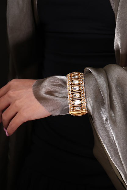 Yellow Gold Finish Stone Moonlit Kada