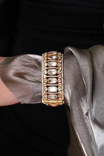 Yellow Gold Finish Stone Moonlit Kada