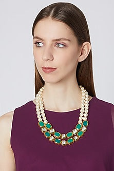 Gold Micro Plated Green Onyx Necklace