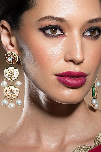 Gold Finish Baroque Pearl Earrings
